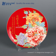 Pretty Design Flower Painting Photo Customized Fine Bone Chine Plaques décoratives en mosaïque, plaques décoratives en céramique pour le mariage